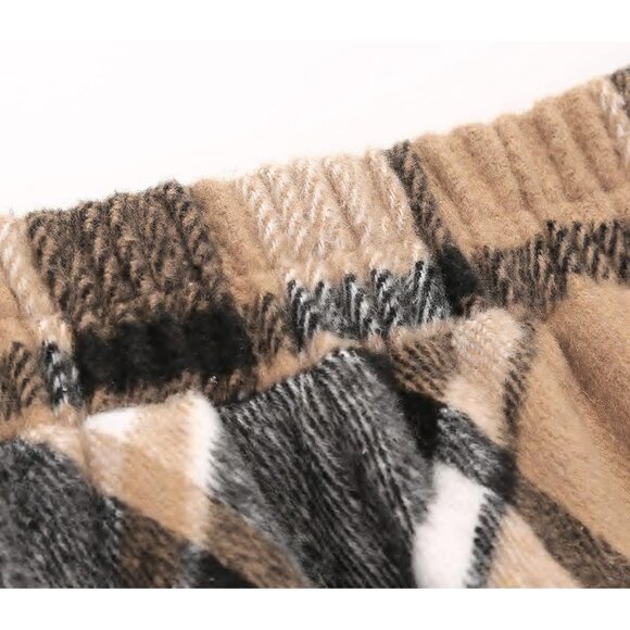 Womens Wool Skirt Elastic Waist Tartan Pleated A-Line Long Fall Winter - Picture 6 of 6